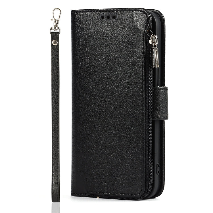 For iPhone 13 Pro Microfiber Zipper Horizontal Flip Leather Case with Holder & Card Slots & Wallet (Black) - iPhone 13 Pro Cases by buy2fix | Online Shopping UK | buy2fix