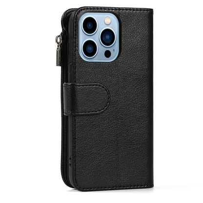 For iPhone 13 Pro Microfiber Zipper Horizontal Flip Leather Case with Holder & Card Slots & Wallet (Black) - iPhone 13 Pro Cases by buy2fix | Online Shopping UK | buy2fix