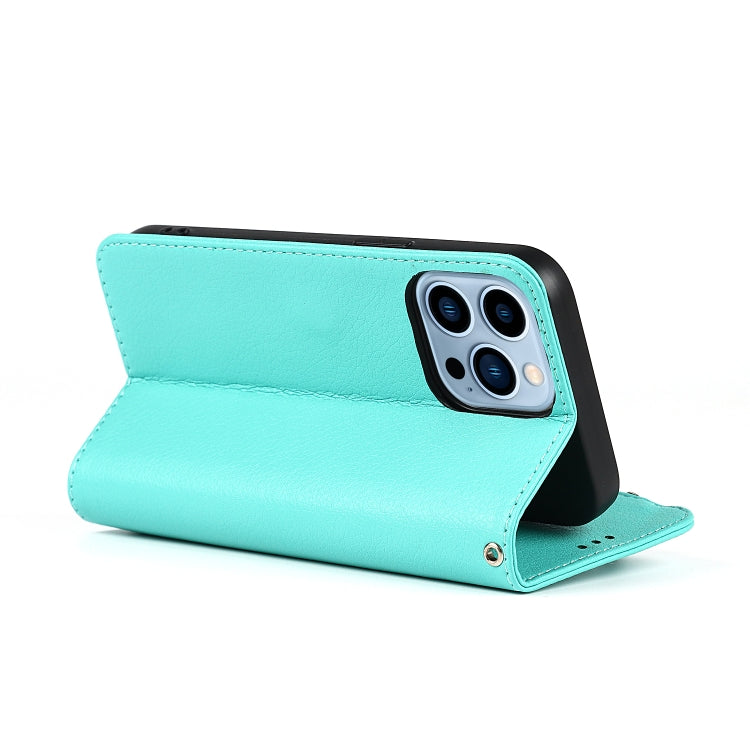 For iPhone 13 Pro Microfiber Zipper Horizontal Flip Leather Case with Holder & Card Slots & Wallet (Mint Green) - iPhone 13 Pro Cases by buy2fix | Online Shopping UK | buy2fix