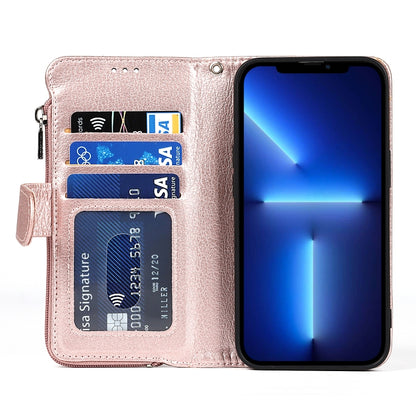 For iPhone 13 Pro Max Microfiber Zipper Horizontal Flip Leather Case with Holder & Card Slots & Wallet (Rose Gold) - iPhone 13 Pro Max Cases by buy2fix | Online Shopping UK | buy2fix