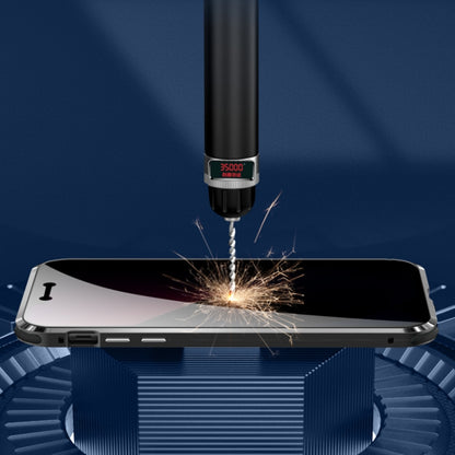 For iPhone 13 Pro Four-corner Shockproof Anti-peeping Magnetic Metal Frame Double-sided Tempered Glass Case (Red) by buy2fix