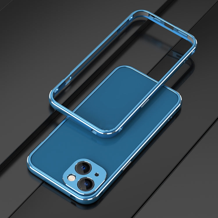 For iPhone 13 mini Aurora Series Lens Protector + Metal Frame Protective Case (Blue Silver) - iPhone 13 mini Cases by buy2fix | Online Shopping UK | buy2fix