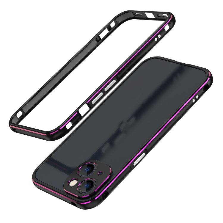 For iPhone 13 mini Aurora Series Lens Protector + Metal Frame Protective Case (Black Purple) - iPhone 13 mini Cases by buy2fix | Online Shopping UK | buy2fix