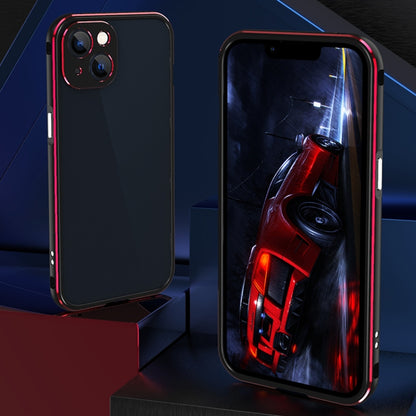 For iPhone 13 mini Aurora Series Lens Protector + Metal Frame Protective Case (Blue Silver) - iPhone 13 mini Cases by buy2fix | Online Shopping UK | buy2fix