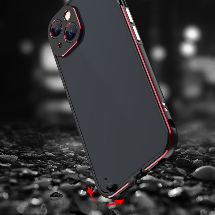 For iPhone 13 mini Aurora Series Lens Protector + Metal Frame Protective Case (Black Silver) - iPhone 13 mini Cases by buy2fix | Online Shopping UK | buy2fix