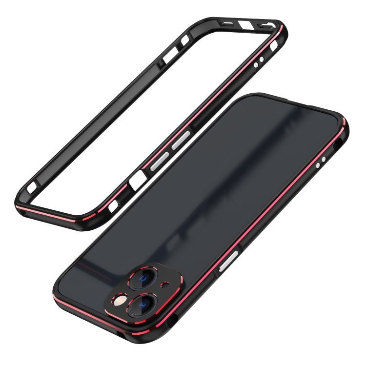 For iPhone 13 Aurora Series Lens Protector + Metal Frame Protective Case(Black Red) - iPhone 13 Cases by buy2fix | Online Shopping UK | buy2fix