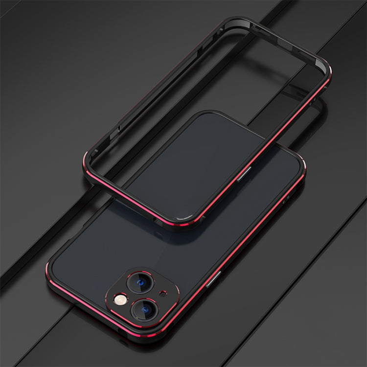 For iPhone 13 Aurora Series Lens Protector + Metal Frame Protective Case(Black Red) - iPhone 13 Cases by buy2fix | Online Shopping UK | buy2fix