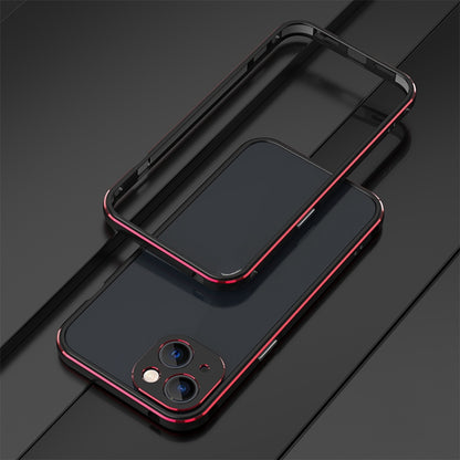 For iPhone 13 Aurora Series Lens Protector + Metal Frame Protective Case(Black Red) - iPhone 13 Cases by buy2fix | Online Shopping UK | buy2fix