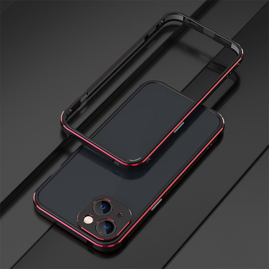 For iPhone 13 Aurora Series Lens Protector + Metal Frame Protective Case(Black Red) - iPhone 13 Cases by buy2fix | Online Shopping UK | buy2fix