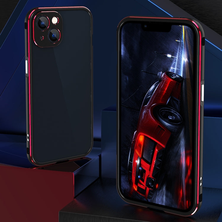 For iPhone 13 Aurora Series Lens Protector + Metal Frame Protective Case(Black Silver) - iPhone 13 Cases by buy2fix | Online Shopping UK | buy2fix