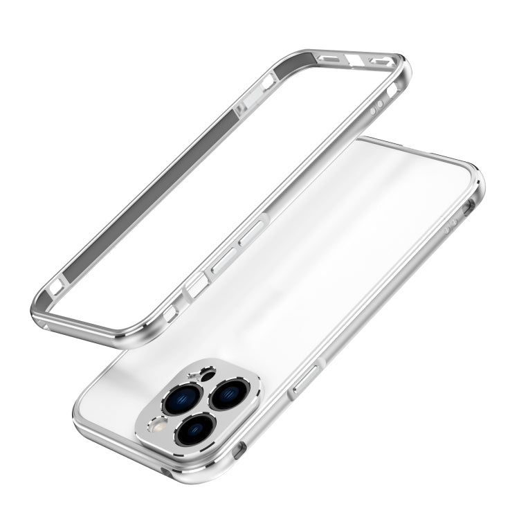 For iPhone 13 Pro Aurora Series Lens Protector + Metal Frame Protective Case (Silver) - iPhone 13 Pro Cases by buy2fix | Online Shopping UK | buy2fix