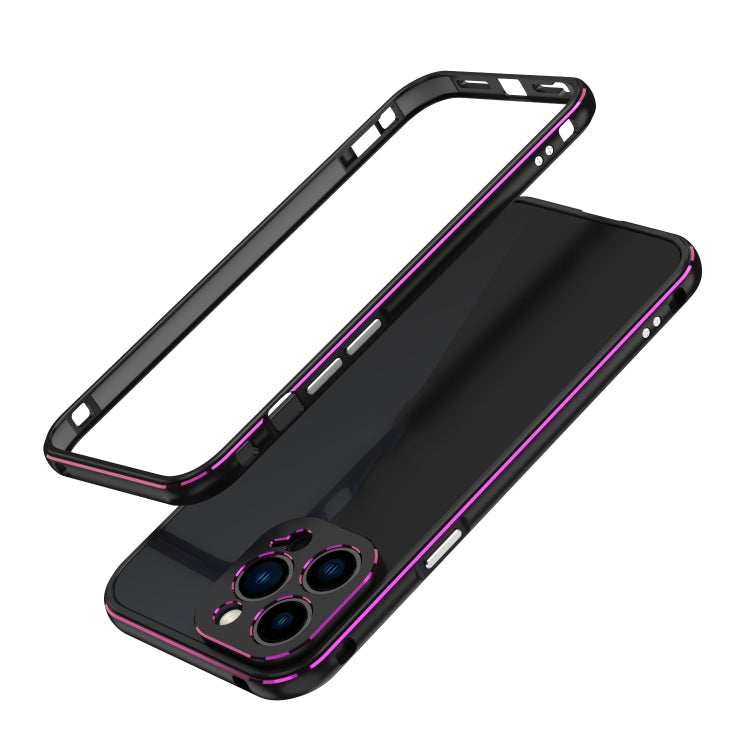 For iPhone 13 Pro Aurora Series Lens Protector + Metal Frame Protective Case (Black Purple) - iPhone 13 Pro Cases by buy2fix | Online Shopping UK | buy2fix