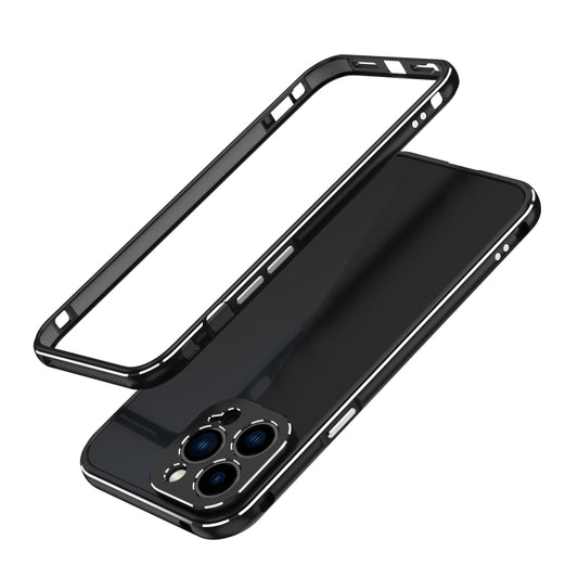 For iPhone 13 Pro Aurora Series Lens Protector + Metal Frame Protective Case (Black Silver) - iPhone 13 Pro Cases by buy2fix | Online Shopping UK | buy2fix