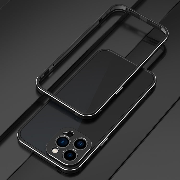 For iPhone 13 Pro Aurora Series Lens Protector + Metal Frame Protective Case (Black Silver) - iPhone 13 Pro Cases by buy2fix | Online Shopping UK | buy2fix