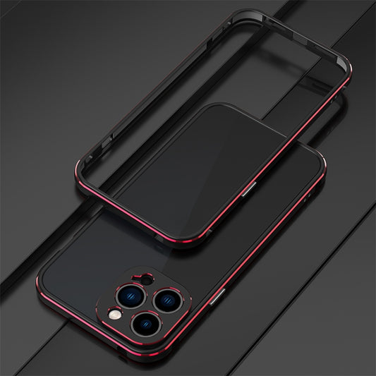 For iPhone 13 Pro Aurora Series Lens Protector + Metal Frame Protective Case (Black Red) - iPhone 13 Pro Cases by buy2fix | Online Shopping UK | buy2fix