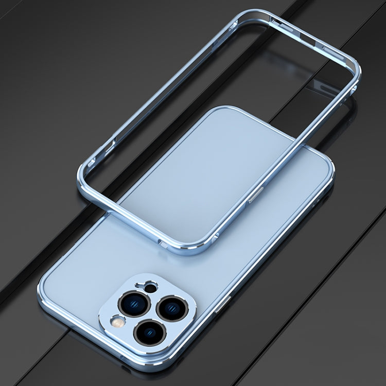 For iPhone 13 Pro Aurora Series Lens Protector + Metal Frame Protective Case (Blue Silver) - iPhone 13 Pro Cases by buy2fix | Online Shopping UK | buy2fix