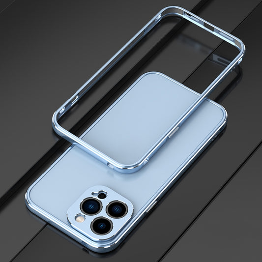 For iPhone 13 Pro Aurora Series Lens Protector + Metal Frame Protective Case (Blue Silver) - iPhone 13 Pro Cases by buy2fix | Online Shopping UK | buy2fix