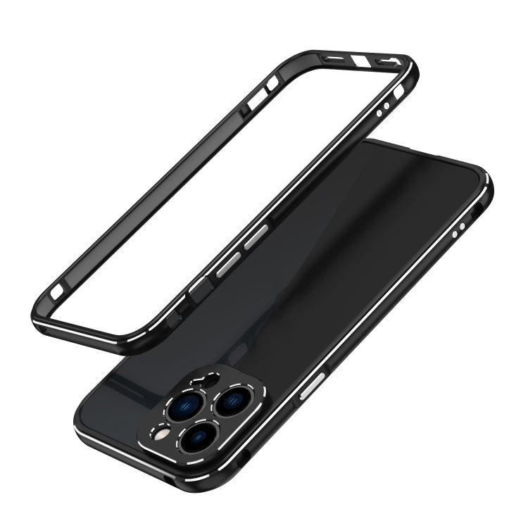 For iPhone 13 Pro Max Aurora Series Lens Protector + Metal Frame Protective Case (Black Silver) - iPhone 13 Pro Max Cases by buy2fix | Online Shopping UK | buy2fix