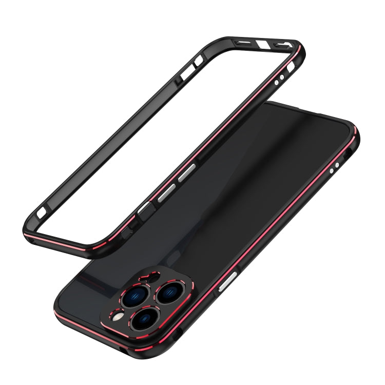 For iPhone 13 Pro Max Aurora Series Lens Protector + Metal Frame Protective Case (Black Red) - iPhone 13 Pro Max Cases by buy2fix | Online Shopping UK | buy2fix