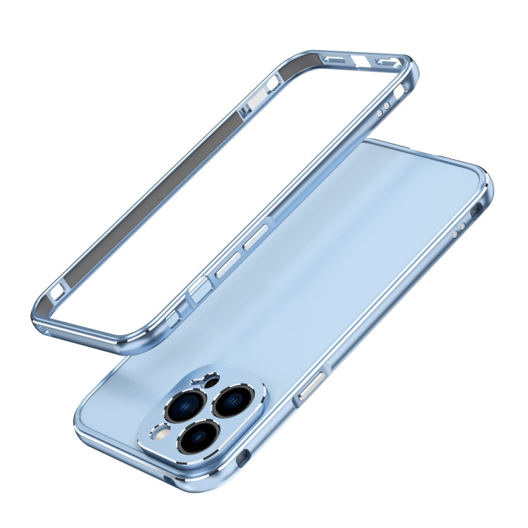 For iPhone 13 Pro Max Aurora Series Lens Protector + Metal Frame Protective Case (Blue Silver) - iPhone 13 Pro Max Cases by buy2fix | Online Shopping UK | buy2fix