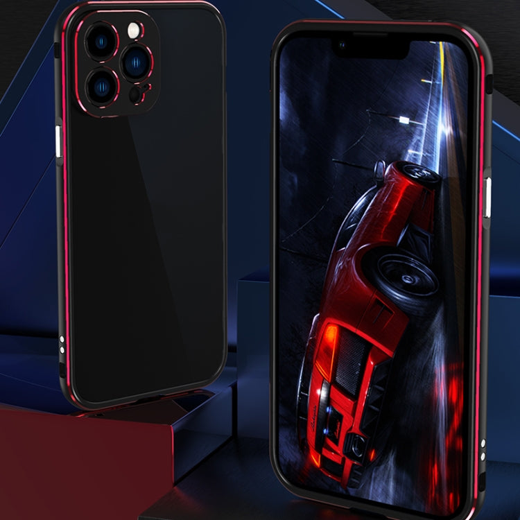 For iPhone 13 Pro Max Aurora Series Lens Protector + Metal Frame Protective Case (Black Red) - iPhone 13 Pro Max Cases by buy2fix | Online Shopping UK | buy2fix