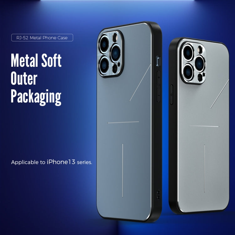 For iPhone 13 R-JUST RJ-52 3-Line Style Metal TPU Shockproof Protective Case(Silver) - iPhone 13 Cases by R-JUST | Online Shopping UK | buy2fix