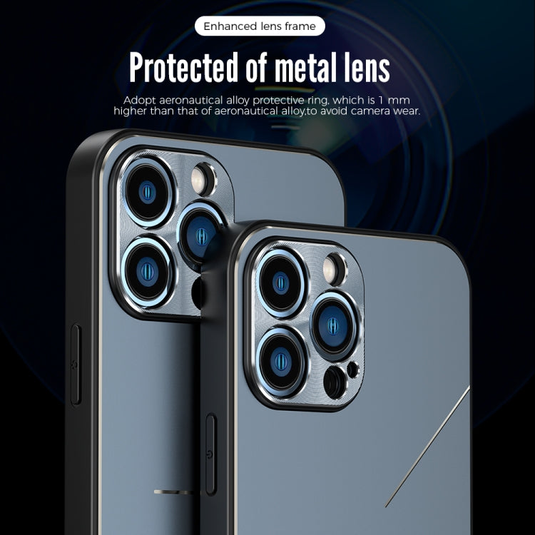 For iPhone 13 R-JUST RJ-52 3-Line Style Metal TPU Shockproof Protective Case(Silver) - iPhone 13 Cases by R-JUST | Online Shopping UK | buy2fix