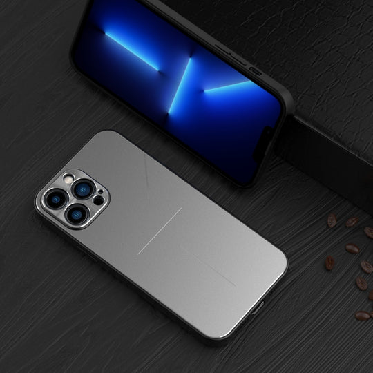 For iPhone 12 R-JUST RJ-52 3-Line Style Metal TPU Shockproof Protective Case(Silver)