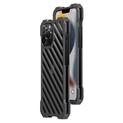 For iPhone 12 Pro R-JUST RJ-50 Hollow Breathable Armor Metal Shockproof Protective Case(Silver Grey) - iPhone 12 / 12 Pro Cases by R-JUST | Online Shopping UK | buy2fix