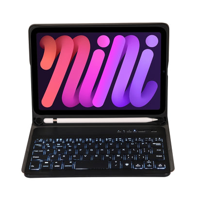 A06BS Ultra-thin Backlight Bluetooth Keyboard Leather Tablet Case with Holder & Pen Slot For iPad mini 6(Black) - For iPad mini by buy2fix | Online Shopping UK | buy2fix