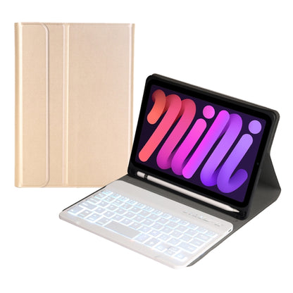 A06BS Ultra-thin Backlight Bluetooth Keyboard Leather Tablet Case with Holder & Pen Slot For iPad mini 6(Gold) - For iPad mini by buy2fix | Online Shopping UK | buy2fix