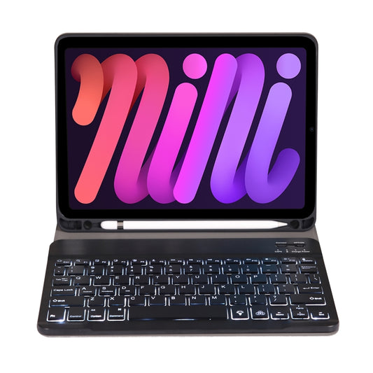 A06BS Ultra-thin Backlight Bluetooth Keyboard Leather Tablet Case with Holder & Pen Slot For iPad mini 6 / mini 7(Dark Blue) by buy2fix