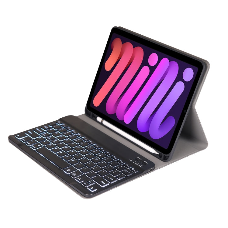 A06BS Ultra-thin Backlight Bluetooth Keyboard Leather Tablet Case with Holder & Pen Slot For iPad mini 6 / mini 7(Dark Blue) by buy2fix