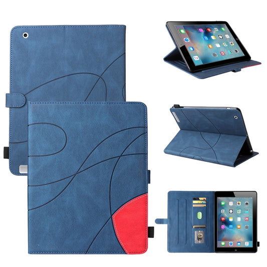 Dual-color Splicing Horizontal Flip PU Leather Case with Holder & Card Slots & Sleep / Wake-up Function For iPad 2 / 3 / 4(Blue) - iPad 4 & 3 & 2 Cases by buy2fix | Online Shopping UK | buy2fix