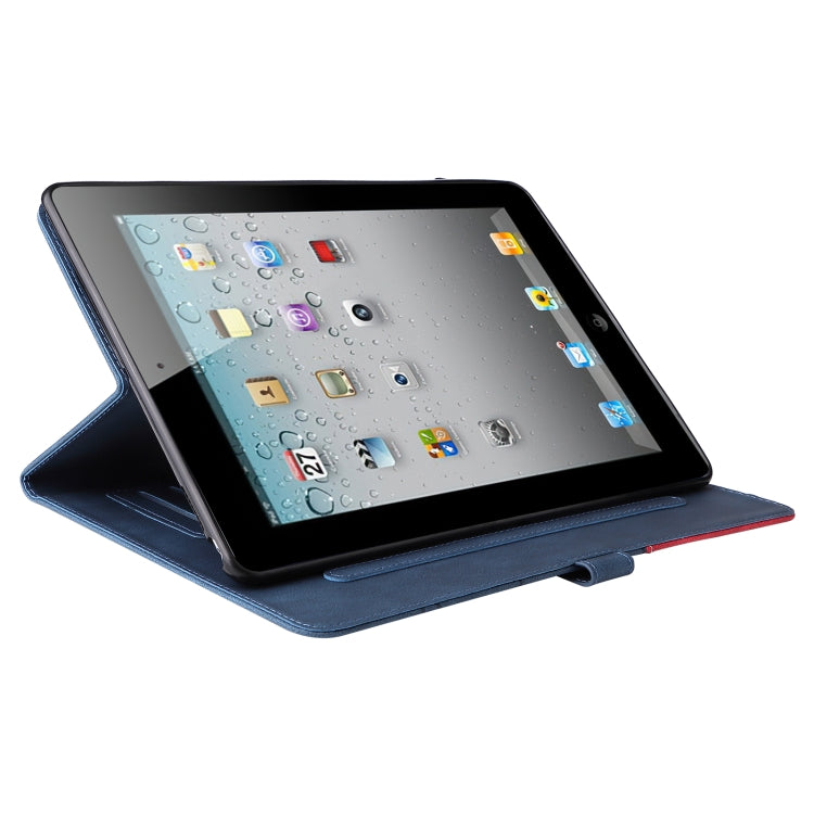 Dual-color Splicing Horizontal Flip PU Leather Case with Holder & Card Slots & Sleep / Wake-up Function For iPad 2 / 3 / 4(Blue) - iPad 4 & 3 & 2 Cases by buy2fix | Online Shopping UK | buy2fix