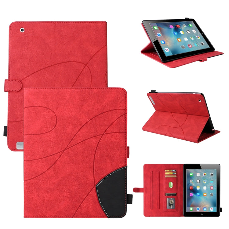 Dual-color Splicing Horizontal Flip PU Leather Case with Holder & Card Slots & Sleep / Wake-up Function For iPad 2 / 3 / 4(Red) - iPad 4 & 3 & 2 Cases by buy2fix | Online Shopping UK | buy2fix