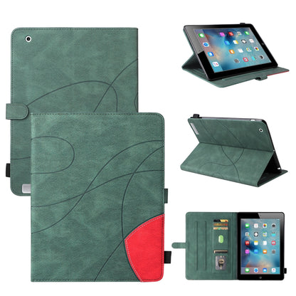 Dual-color Splicing Horizontal Flip PU Leather Case with Holder & Card Slots & Sleep / Wake-up Function For iPad 2 / 3 / 4(Green) - iPad 4 & 3 & 2 Cases by buy2fix | Online Shopping UK | buy2fix