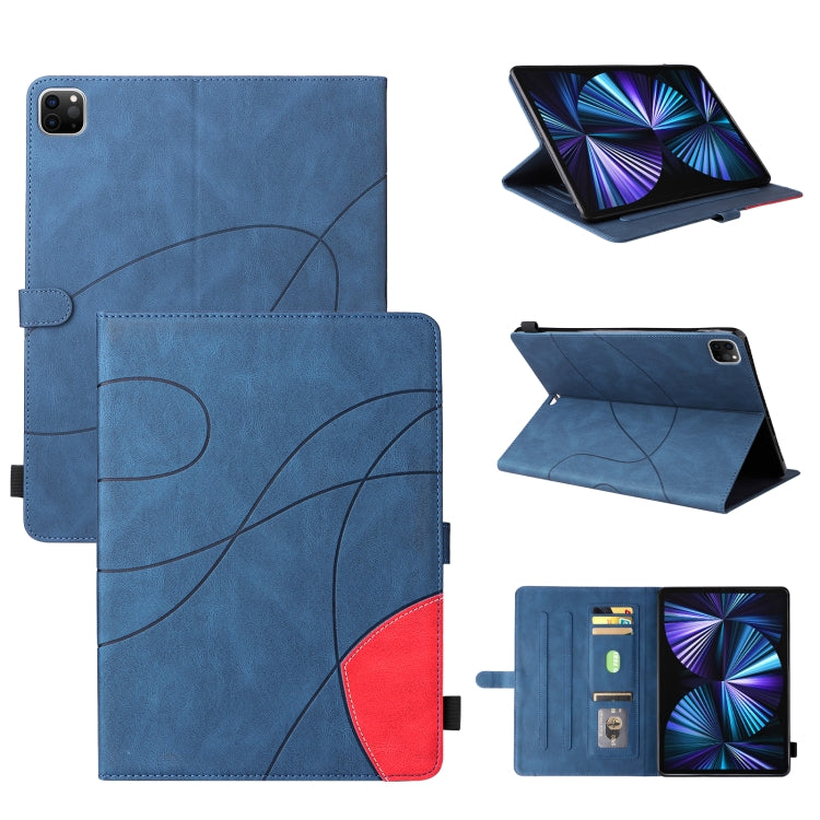 Dual-color Splicing Horizontal Flip PU Leather Case with Holder & Card Slots For iPad Pro 12.9 (2020/2021/2018)(Blue) - iPad Pro 12.9 (2018) Cases by buy2fix | Online Shopping UK | buy2fix