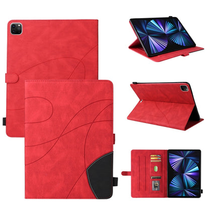 Dual-color Splicing Horizontal Flip PU Leather Case with Holder & Card Slots For iPad Pro 12.9 (2020/2021/2018)(Red) - iPad Pro 12.9 (2018) Cases by buy2fix | Online Shopping UK | buy2fix