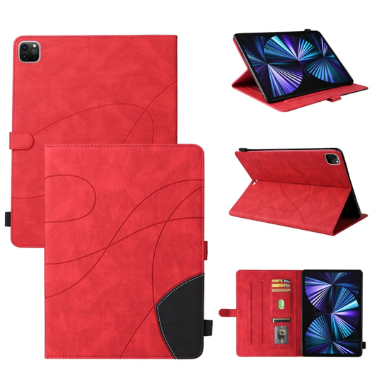 Dual-color Splicing Horizontal Flip PU Leather Case with Holder & Card Slots For iPad Pro 12.9 (2020/2021/2018)(Red) - iPad Pro 12.9 (2018) Cases by buy2fix | Online Shopping UK | buy2fix