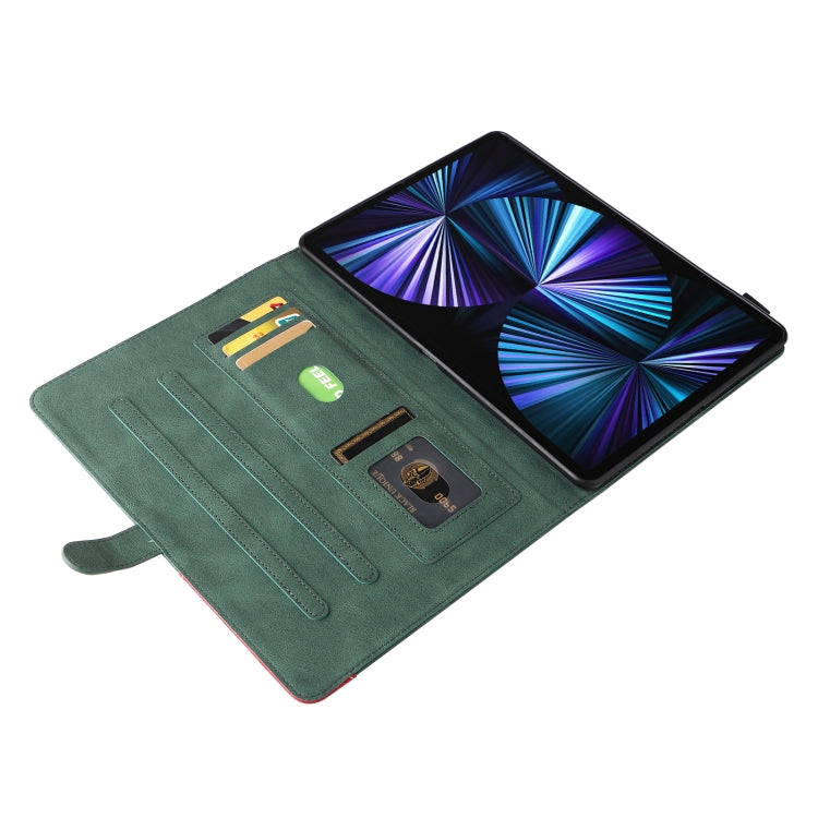 Dual-color Splicing Horizontal Flip PU Leather Case with Holder & Card Slots For iPad Pro 12.9 (2020/2021/2018)(Green) - iPad Pro 12.9 (2018) Cases by buy2fix | Online Shopping UK | buy2fix