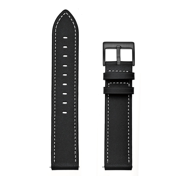 For Samsung Galaxy Watch4 40mm/44mm Leather Watch Band(Black) - Watch Bands by buy2fix | Online Shopping UK | buy2fix