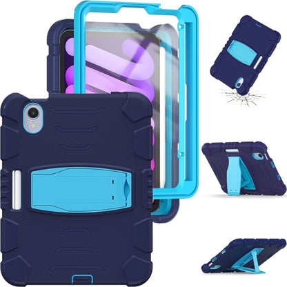 For iPad mini 6 3-Layer Protection Screen Frame + PC + Silicone Shockproof Combination Tablet Case with Holder(NavyBlue+Blue) - iPad mini 6 Cases by buy2fix | Online Shopping UK | buy2fix