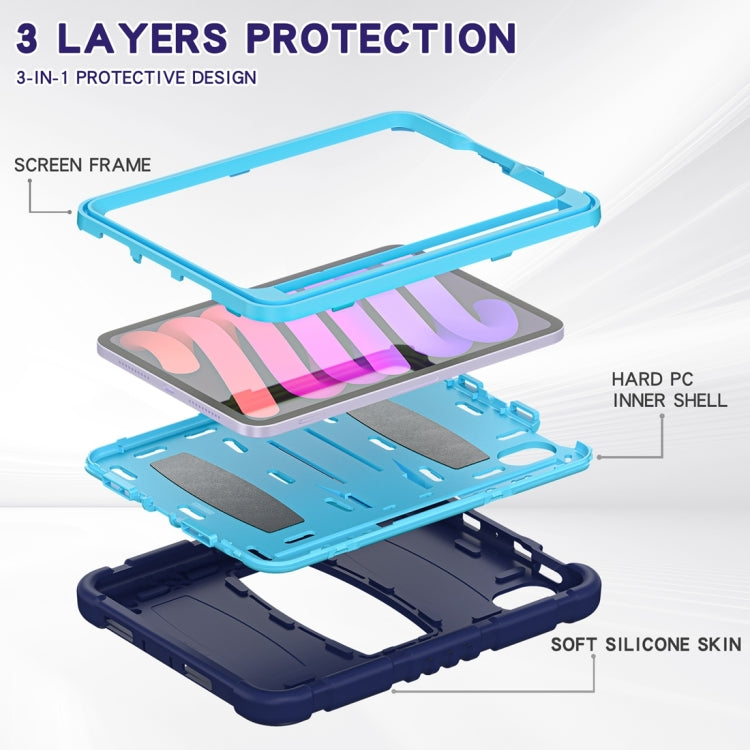 For iPad mini 6 3-Layer Protection Screen Frame + PC + Silicone Shockproof Combination Tablet Case with Holder(NavyBlue+Blue) - iPad mini 6 Cases by buy2fix | Online Shopping UK | buy2fix
