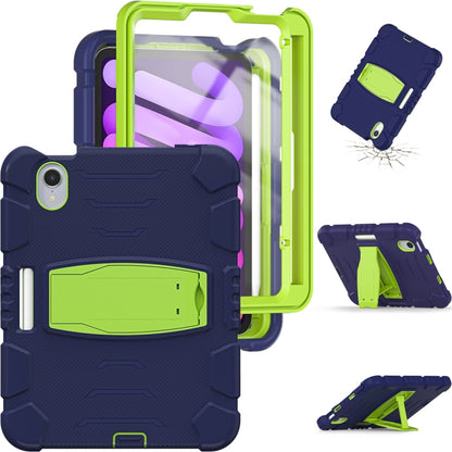 For iPad mini 6 3-Layer Protection Screen Frame + PC + Silicone Shockproof Combination Tablet Case with Holder(NavyBlue+Lime) - iPad mini 6 Cases by buy2fix | Online Shopping UK | buy2fix