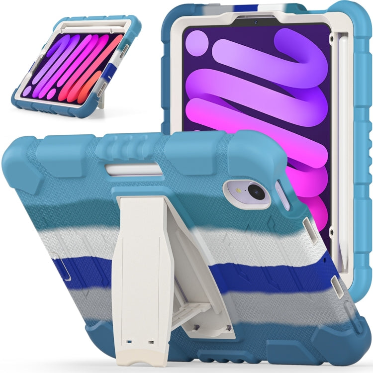 For iPad mini 6 3-Layer Protection Screen Frame + PC + Silicone Shockproof Combination Tablet Case with Holder(Colorful Blue) - iPad mini 6 Cases by buy2fix | Online Shopping UK | buy2fix