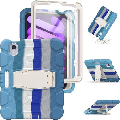 For iPad mini 6 3-Layer Protection Screen Frame + PC + Silicone Shockproof Combination Tablet Case with Holder(Colorful Blue) - iPad mini 6 Cases by buy2fix | Online Shopping UK | buy2fix