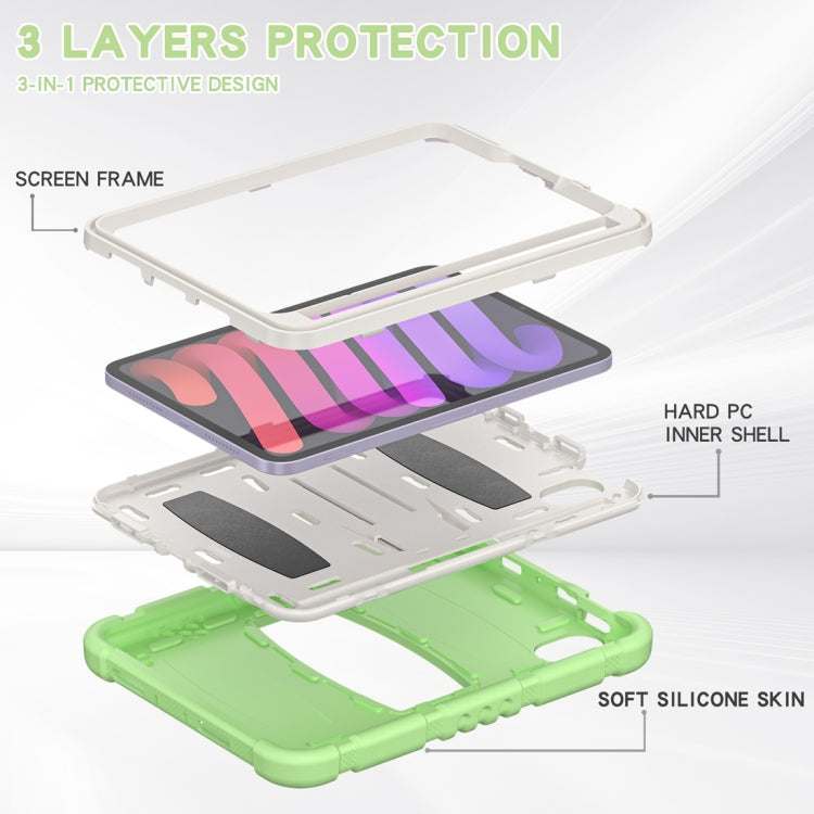 For iPad mini 6 3-Layer Protection Screen Frame + PC + Silicone Shockproof Combination Tablet Case with Holder(Matcha Green) - iPad mini 6 Cases by buy2fix | Online Shopping UK | buy2fix