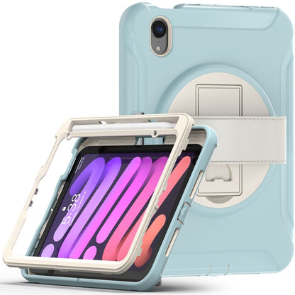 For iPad mini 6 360 Degree Rotation PC + TPU Protective Tablet Case with Holder & Hand-strap(Ice Blue) - iPad mini 6 Cases by buy2fix | Online Shopping UK | buy2fix