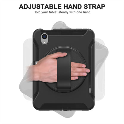 For iPad mini 6 360 Degree Rotation PC + TPU Protective Tablet Case with Holder & Hand-strap(Black) - iPad mini 6 Cases by buy2fix | Online Shopping UK | buy2fix